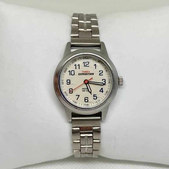 Timex expedition indiglo women watch quartz analog silver tone 25mm running - Picture 1 of 7